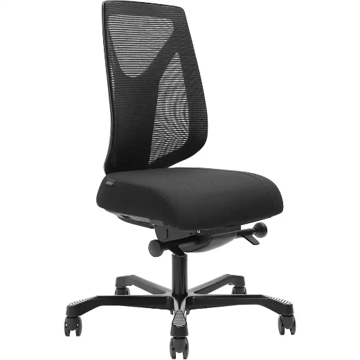 Picture of SERATI MESH HIGH BACK CHAIR PRO-CONTROL SYNCHRO BLACK ALUMINIUM BASE FOOTPLATES GABRIEL FIGHTER BLACK FABRIC