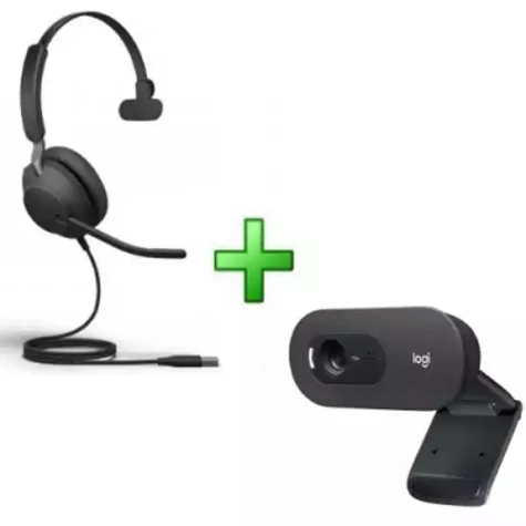 Picture of Jabra Corded Evolve 2 30 UC Stereo USB-C Headset & Logitech C505E Webcam