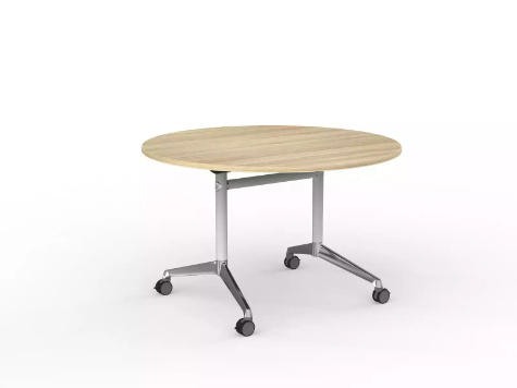 Picture of Modulus Flip Table in White- 1200R New Oak Top