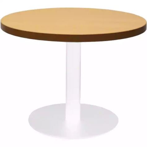 Picture of RAPIDLINE CIRCULAR COFFEE TABLE 600 X 425MM BEECH COLOURED TABLE TOP / WHITE POWDER COAT BASE